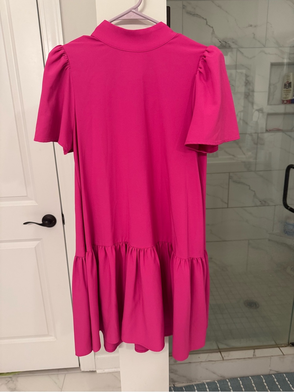 Sugarlips Fuchsia Flutter-Sleeve Dress
